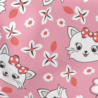 Pretty Cat With Bow Lightweight Cotton Poplin