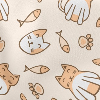 Sitting Round Cat Lightweight Cotton Poplin