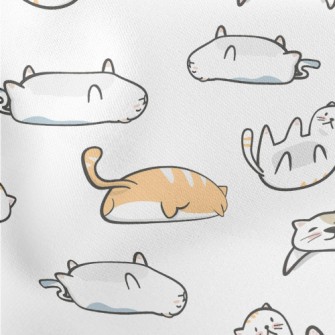 Lazy Cat Lying On The Ground Lightweight Cotton Poplin
