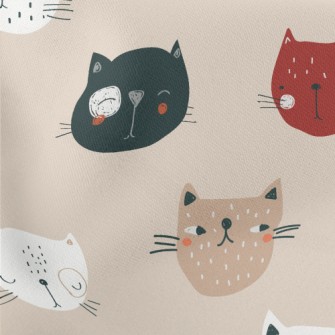 Cute Cats In Various Shapes Lightweight Cotton Poplin