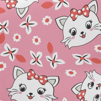 Pretty Cat With Bow Midweight Cotton Poplin