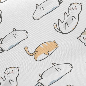 Lazy Cat Lying On The Ground Midweight Cotton Poplin