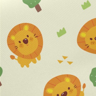 Cute Big Head Lion Midweight Cotton Poplin