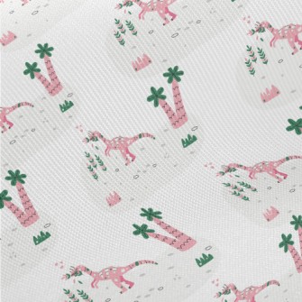 Pink Herbivorous Dinosaur Midweight Cotton Poplin