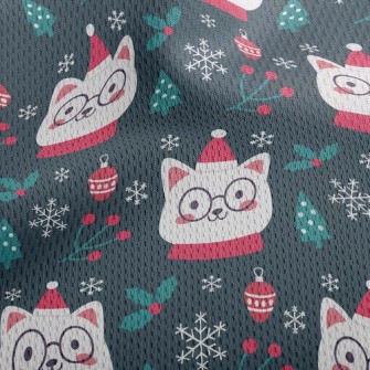 Christmas Cat Wearing Glasses Athletic Mesh Flat Back