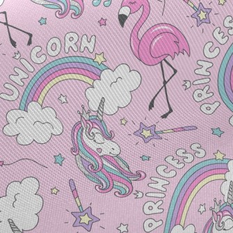 Flamingos And Fashion Unicorns Twill