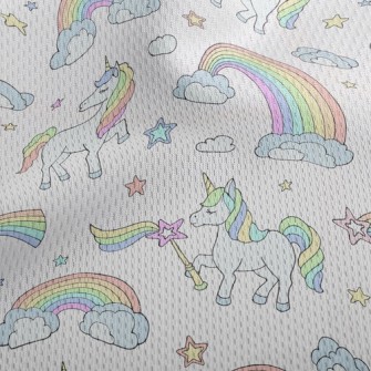 Rainbow Wand And Unicorn Athletic Mesh Flat Back