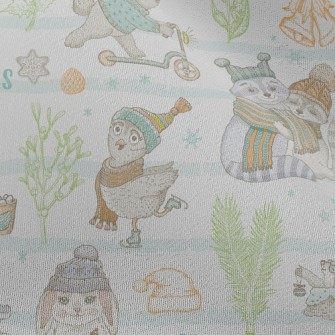 Winter Rabbit Raccoon Fox Chiffon