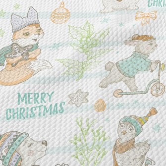 Winter Rabbit Raccoon Fox Birdseye Piqué
