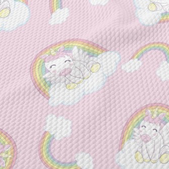 Unicorn On Rainbow Cloud Birdseye Piqué
