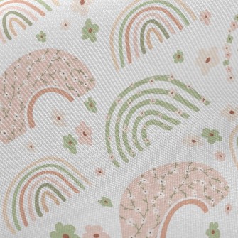 Rainbow Made Of Pastel Flowers Twill