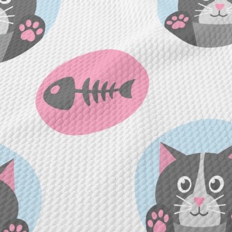 Cat And Fish Bones Birdseye Piqué