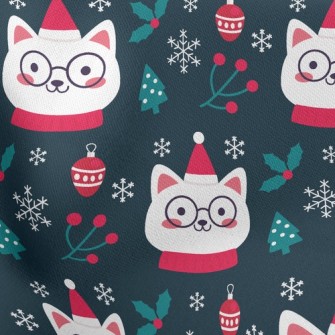 Christmas Cat Wearing Glasses Stretch Ponte