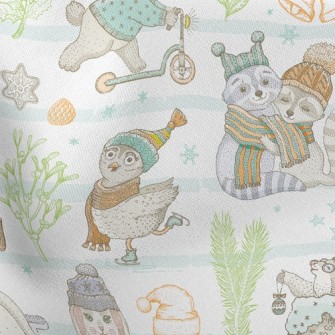 Winter Rabbit Raccoon Fox Stretch Ponte