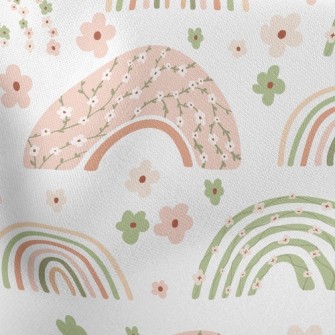 Rainbow Made Of Pastel Flowers Stretch Ponte