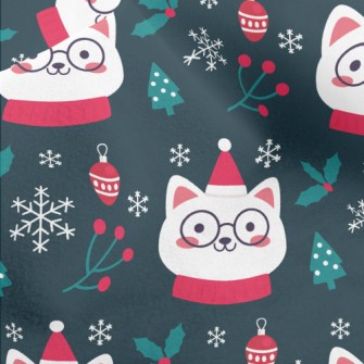Christmas Cat Wearing Glasses Micro Fleece