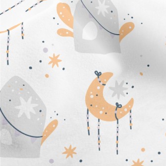 Stars, Moon And House Micro Fleece
