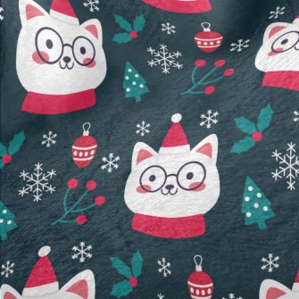 Christmas Cat Wearing Glasses Minky