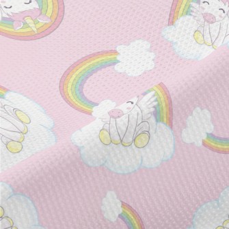 Unicorn On Rainbow Cloud Piqué