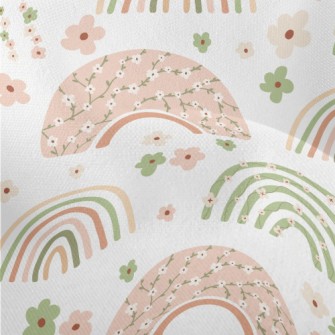 Rainbow Made Of Pastel Flowers Lightweight Performance Linen