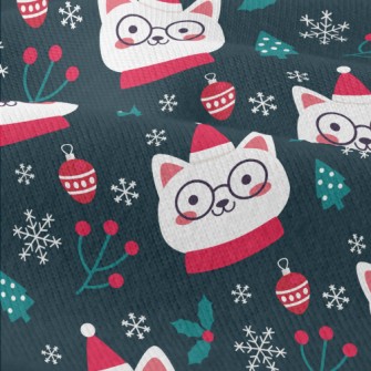 Christmas Cat Wearing Glasses Modern Jersey