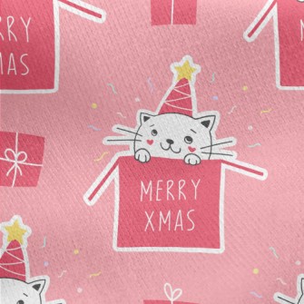 Cat In Gift Box Jersey Backed Fleece