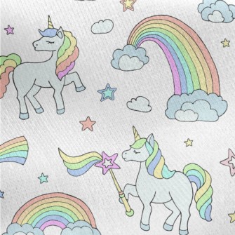 Rainbow Wand And Unicorn Jersey Backed Fleece