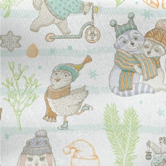 Winter Rabbit Raccoon Fox Jersey Backed Fleece