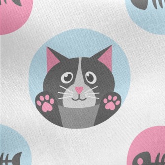 Cat And Fish Bones Jersey Backed Fleece