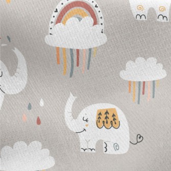 Elephants Take A Walk On A Rai Jersey Backed Fleece