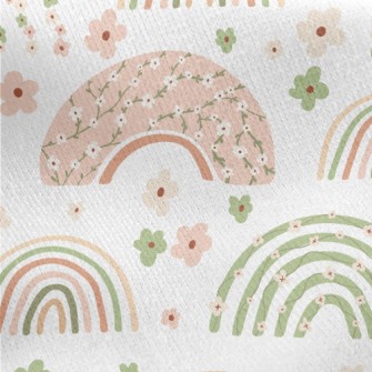 Rainbow Made Of Pastel Flowers Jersey Backed Fleece