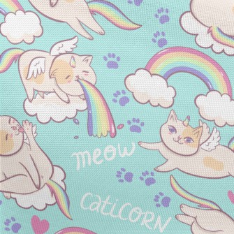 Rainbow And Unicorn Cat Pongee