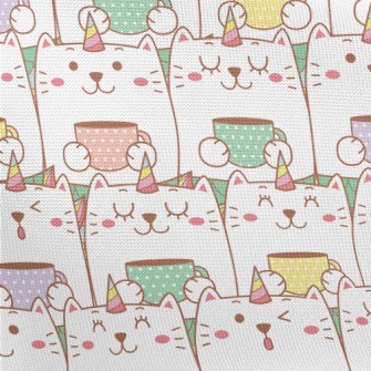 Cat Holding Coffee Pongee