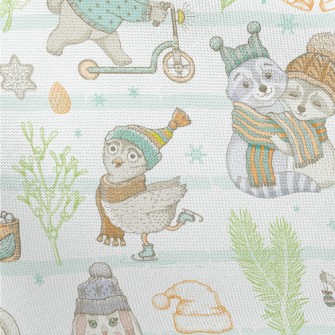 Winter Rabbit Raccoon Fox Pongee