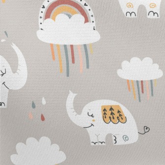 Elephants Take A Walk On A Rai Pongee