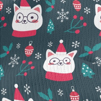Christmas Cat Wearing Glasses Stretch Jersey