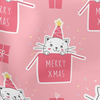 Cat In Gift Box Lightweight Cotton Poplin