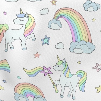 Rainbow Wand And Unicorn Lightweight Cotton Poplin