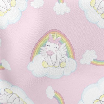 Unicorn On Rainbow Cloud Lightweight Cotton Poplin