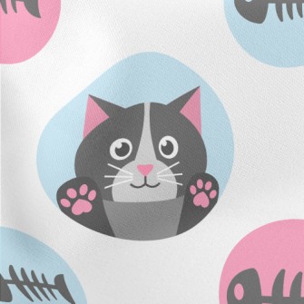 Cat And Fish Bones Lightweight Cotton Poplin