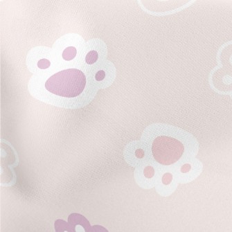 Cute Cat Paw Footprints Lightweight Cotton Poplin