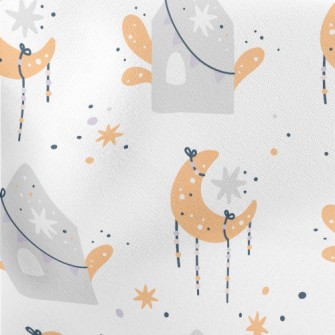 Stars, Moon And House Lightweight Cotton Poplin