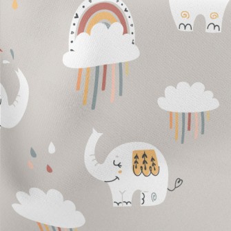 Elephants Take A Walk On A Rai Lightweight Cotton Poplin
