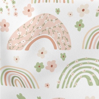 Rainbow Made Of Pastel Flowers Lightweight Cotton Poplin