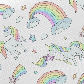 Rainbow Wand And Unicorn Midweight Cotton Poplin