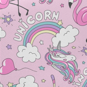 Flamingos And Fashion Unicorns Midweight Cotton Poplin