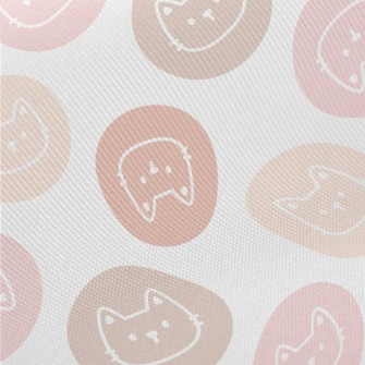 Cute Cat Badge Midweight Cotton Poplin