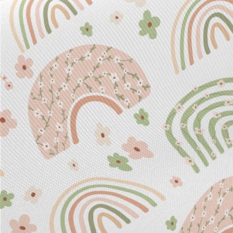 Rainbow Made Of Pastel Flowers Midweight Cotton Poplin