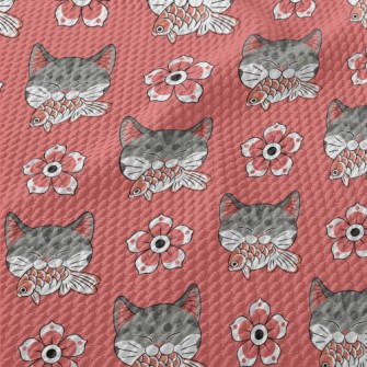 Patterned Cat Koi Birdseye Piqué