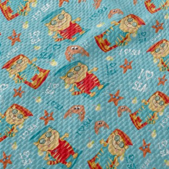 Relaxing Holiday Cat Birdseye Piqué